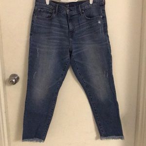 Gap denim distressed crop beat girlfriend jeans